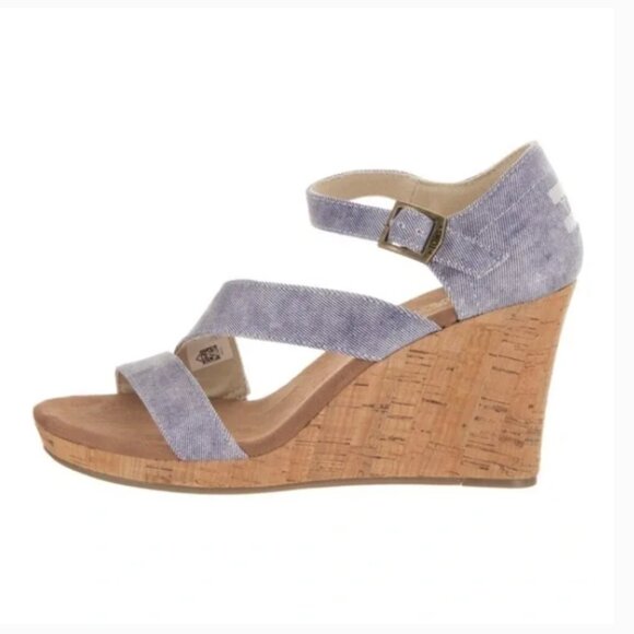 Toms Clarissa slate blue wedge heel Size 8W - Picture 2 of 11